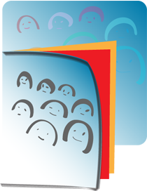 book and happy faces